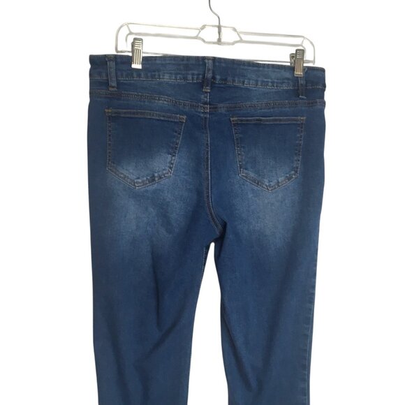 One5One Jeans Womens 10 Blue Embroidered Floral High Rise Stretch Skinny Pants - Picture 10 of 12